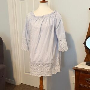 Light Blue Lace Trim Tunic Top
